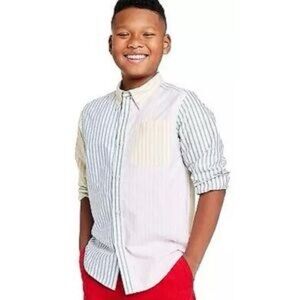 Rowing Blazers Target Kids' Fun Stripe Collared Long Sleeve Button-Down Size 8